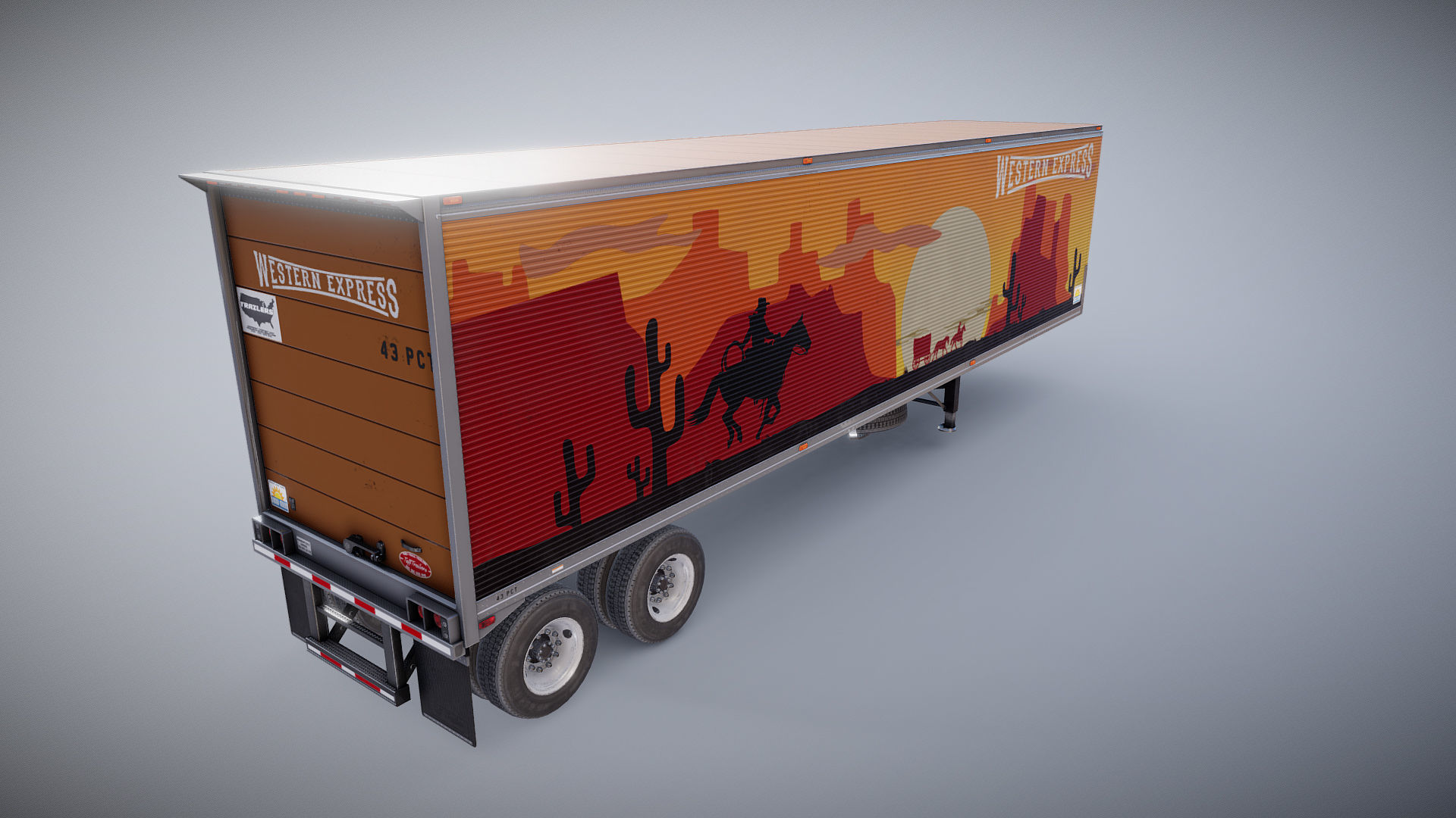 Dry van semi trailer Low-poly 3D model_23