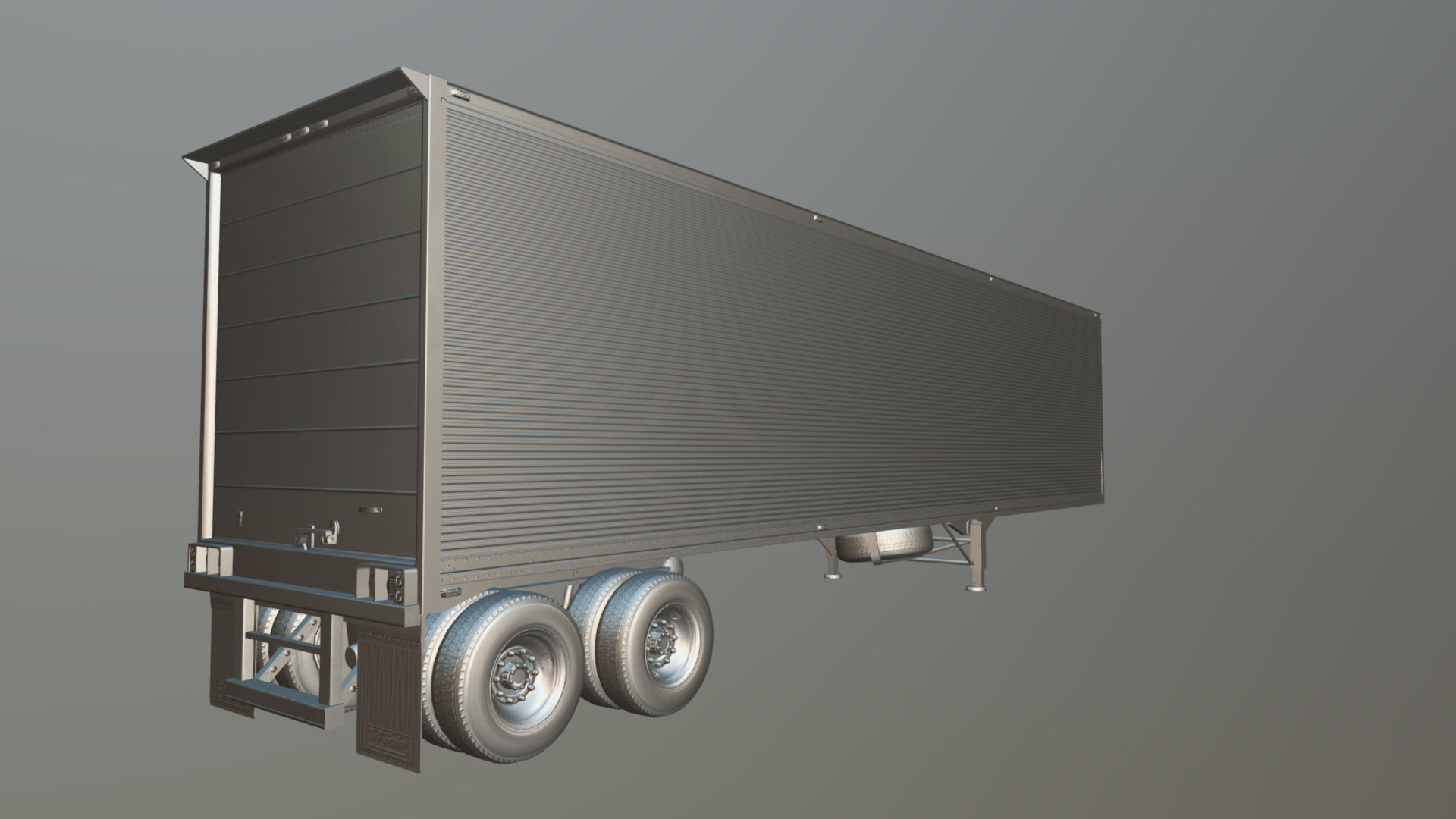 Dry van semi trailer Low-poly 3D model_36