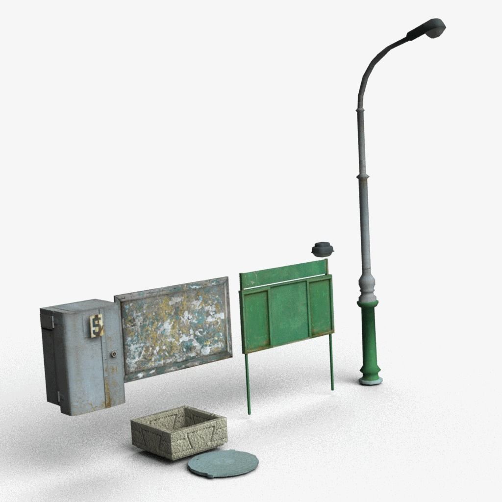 Urban Props low-poly pack Low-poly 3D model_1