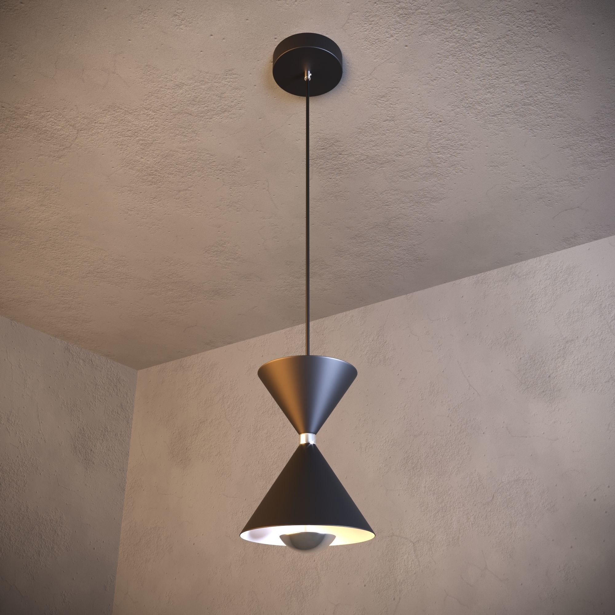 Kordan 3000K LED 1 Light Pendant Matte White and Black 3D model_5
