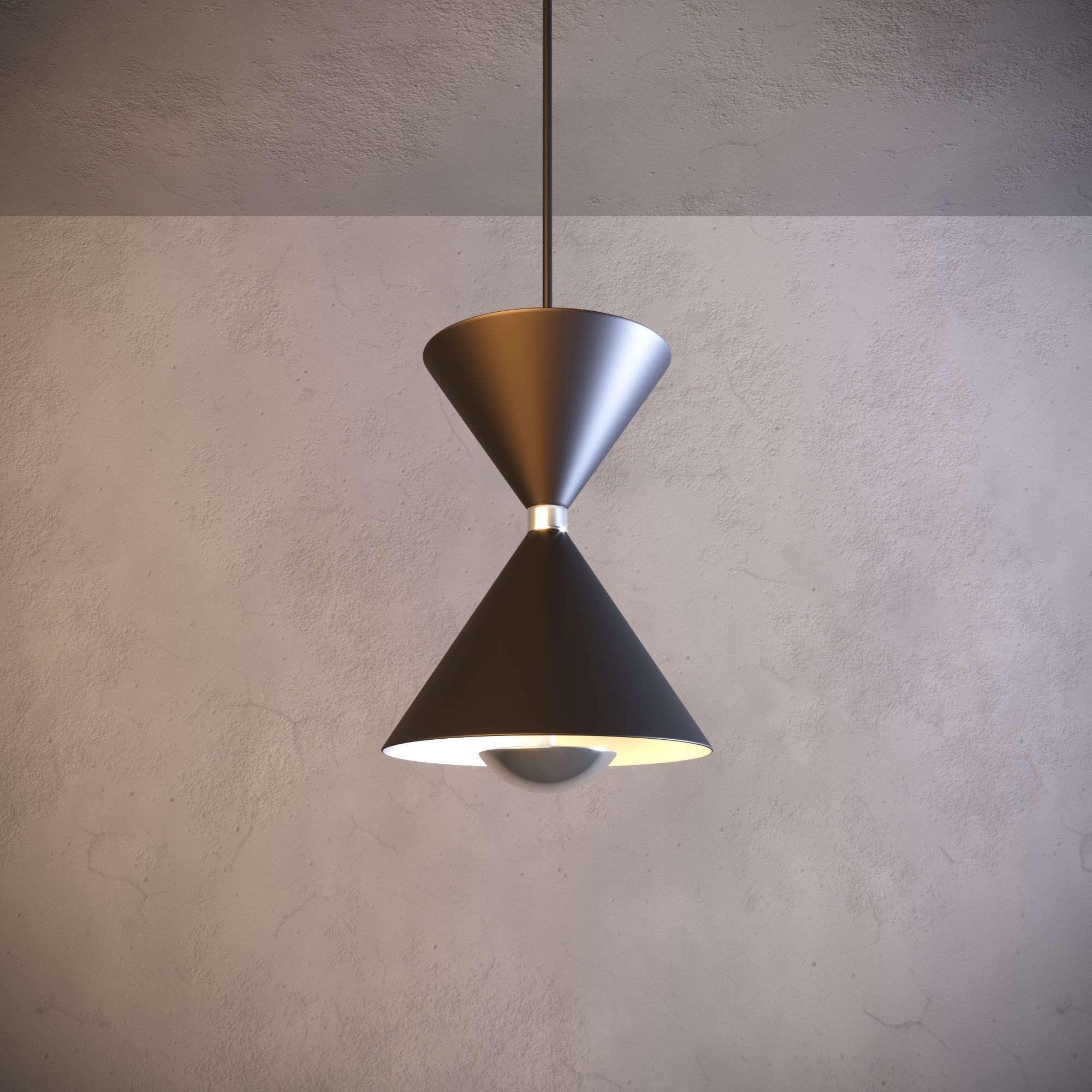 Kordan 3000K LED 1 Light Pendant Matte White and Black 3D model_7