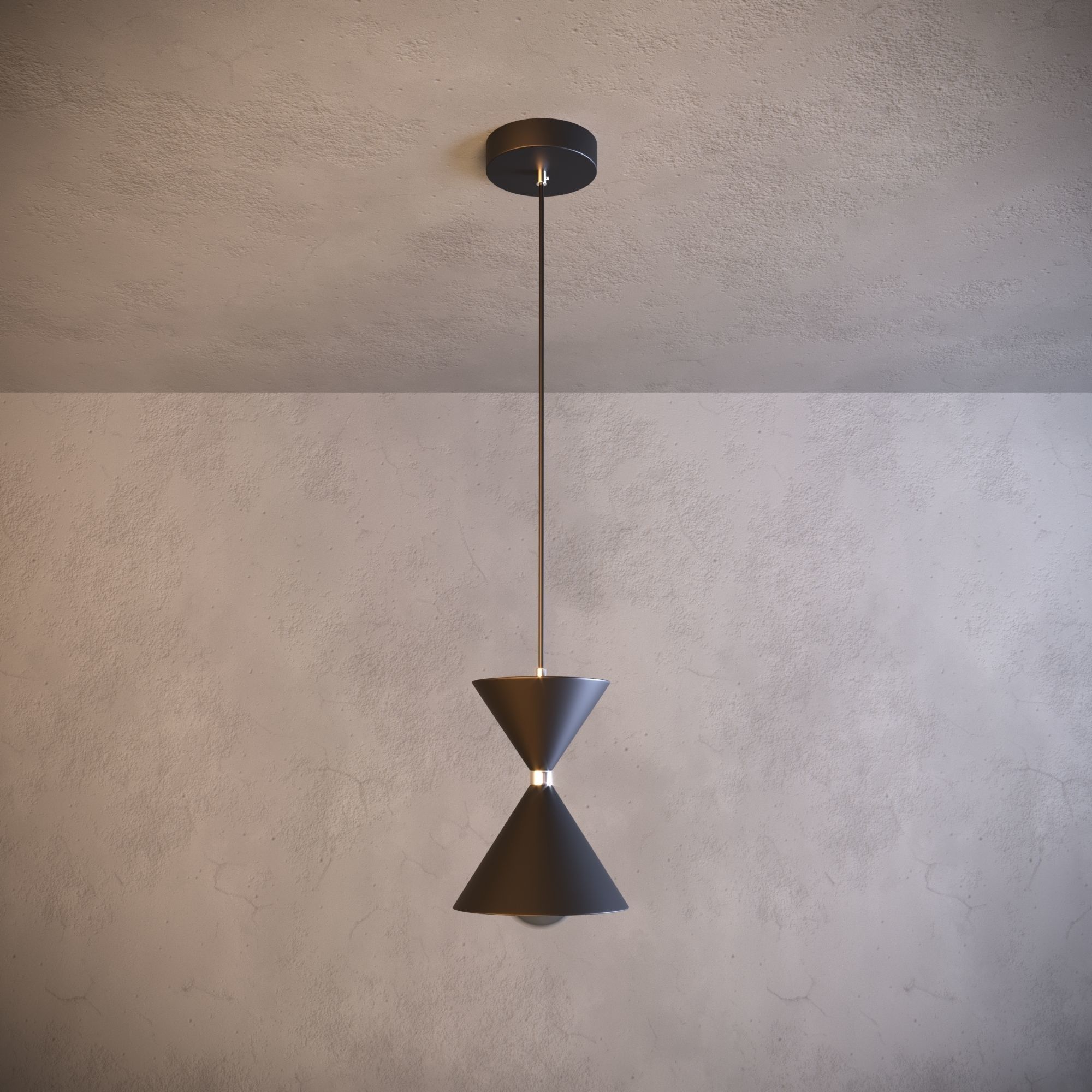 Kordan 3000K LED 1 Light Pendant Matte White and Black 3D model_6