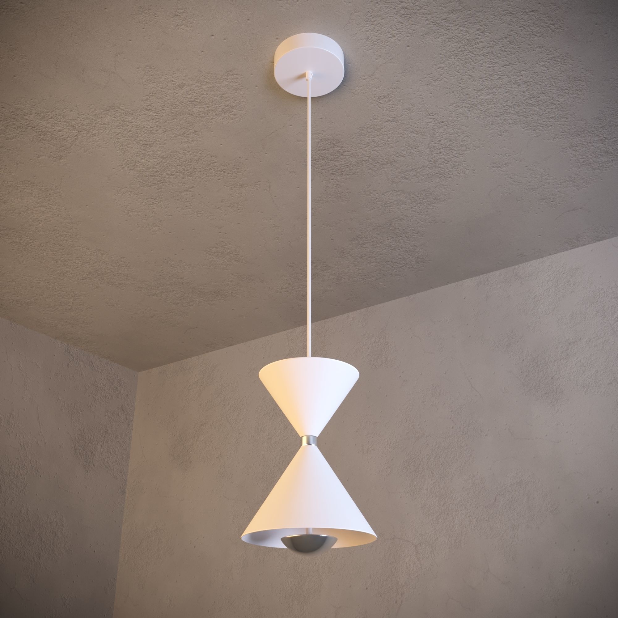 Kordan 3000K LED 1 Light Pendant Matte White and Black 3D model_2