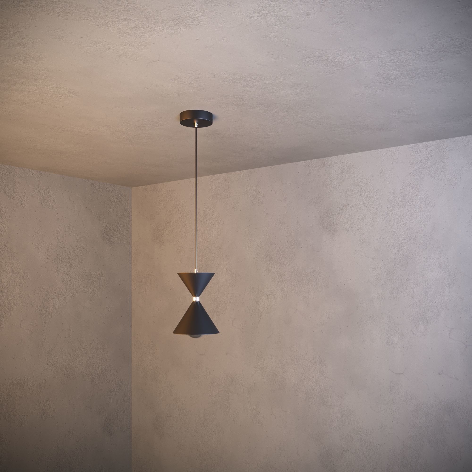 Kordan 3000K LED 1 Light Pendant Matte White and Black 3D model_4