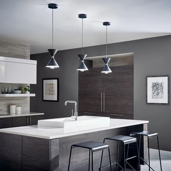 Kordan 3000K LED 1 Light Pendant Matte White and Black 3D model_12