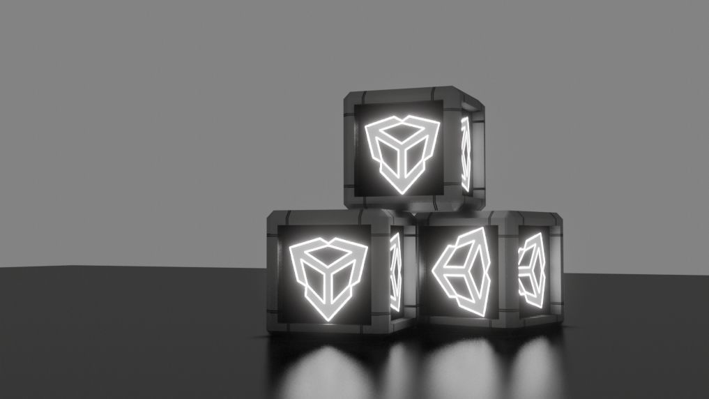 Unity Cube Low-poly 3D model_3