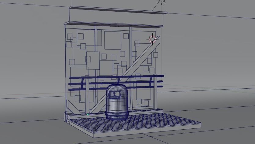 Hong Kong Culture series - Lennon Wall with rubbish bin 3D model_1