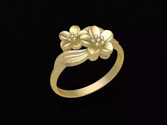 Elegant Double Flower Nature Inspired Ring for Women  1630