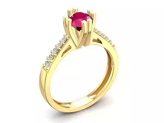 Elegant Solitaire Engagement Ring with Accent Stones for W  1670