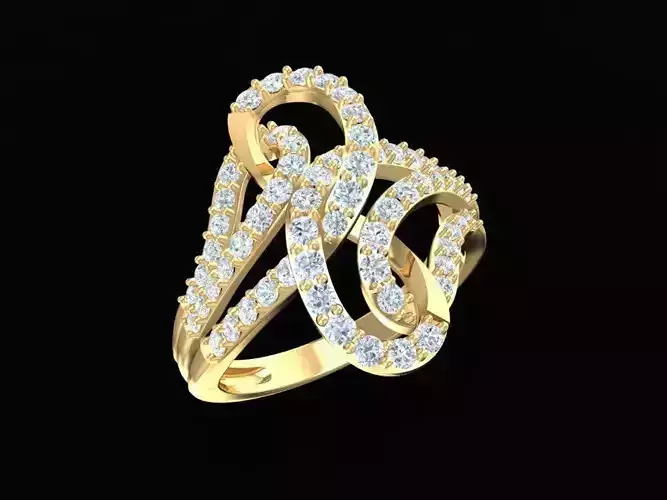Luxury Twisted Crossover Diamond Ring for Women 1776 3D print model