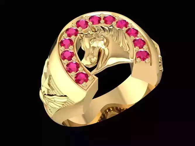 Luxury Horse Head Gemstone Ring for Men  1562