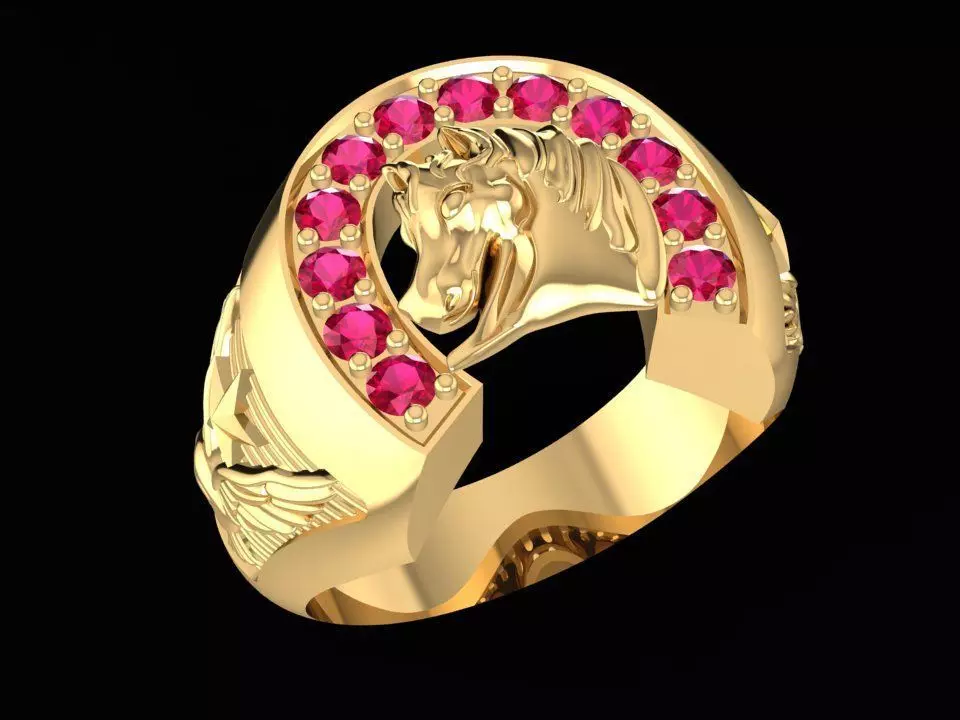 Luxury Horse Head Gemstone Ring for Men 1562 3D print model