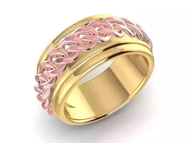 Two Tone Chain Pattern Fashion Ring for Men 1564