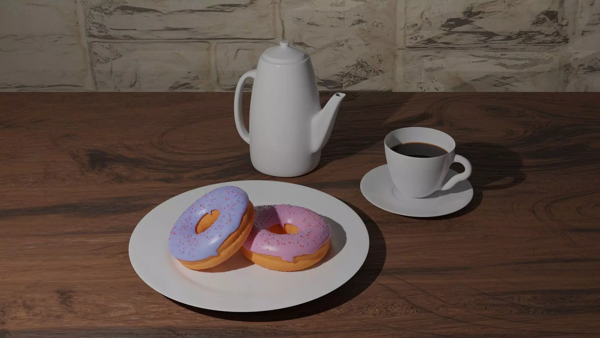 A breakfast in a kitchen table 3D model_0