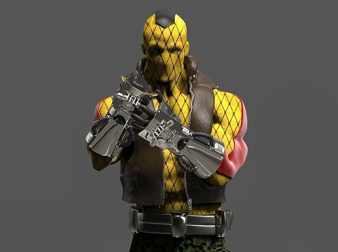 Shocker statue of man holding gun 3D print model