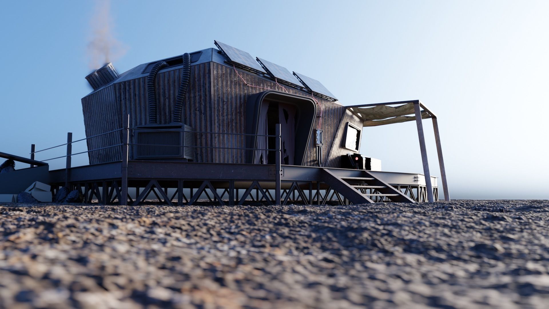 Scifi Cabin Nomad Style Building 3D model_1
