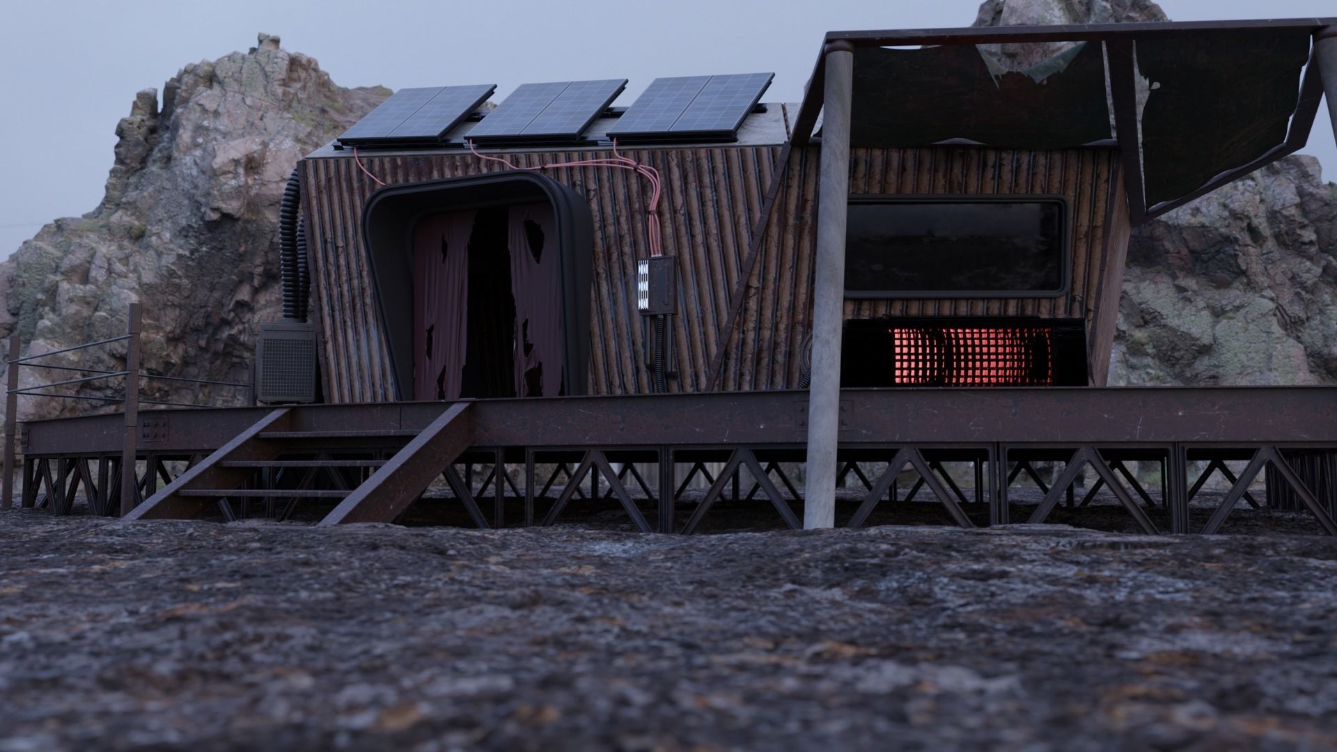 Scifi Cabin Nomad Style Building 3D model_2