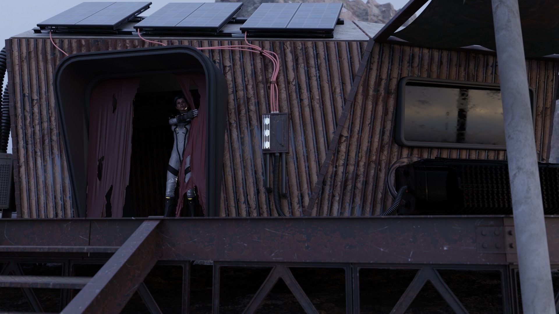 Scifi Cabin Nomad Style Building 3D model_3