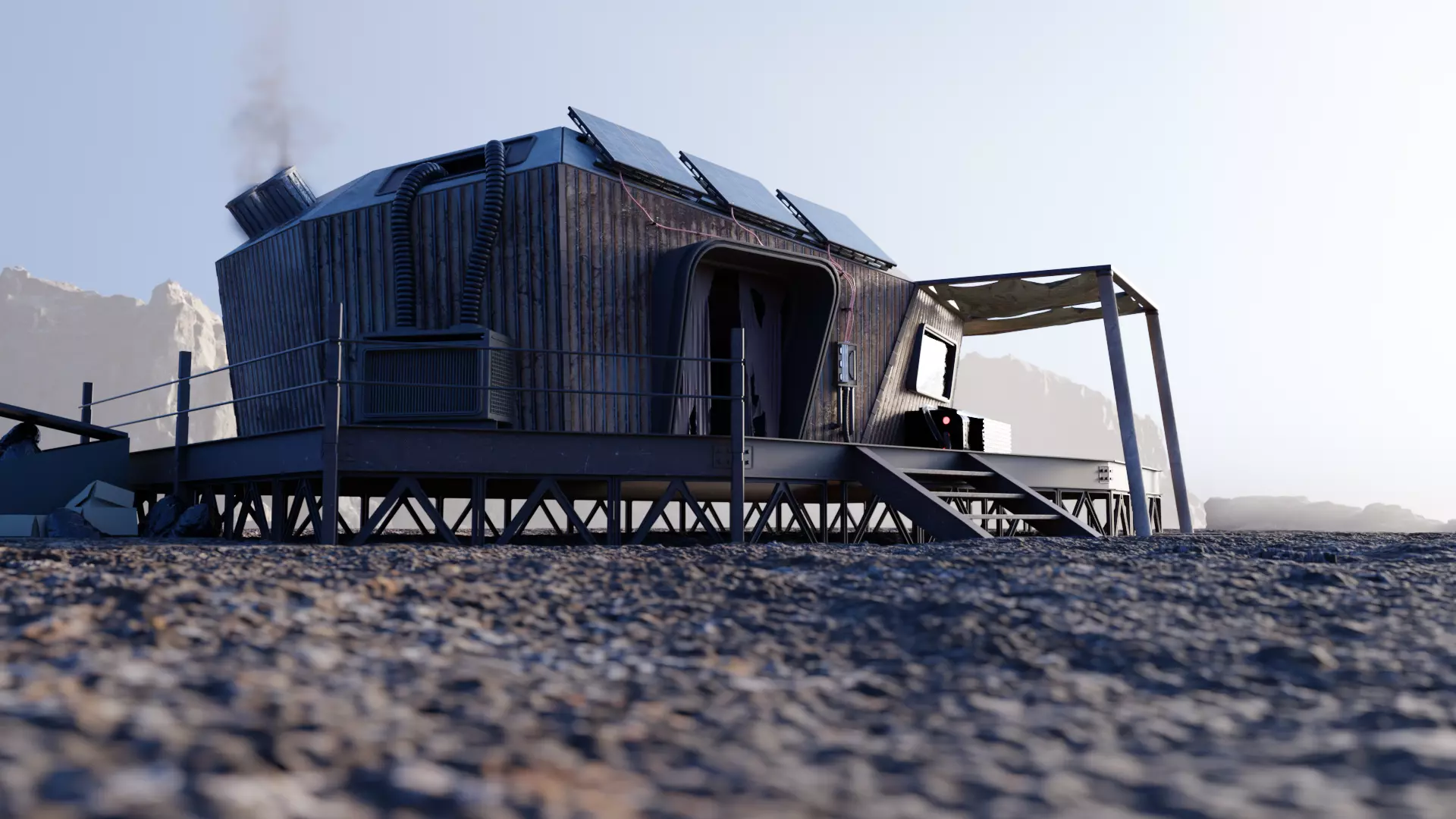 Scifi Cabin Nomad Style Building 3D model_0