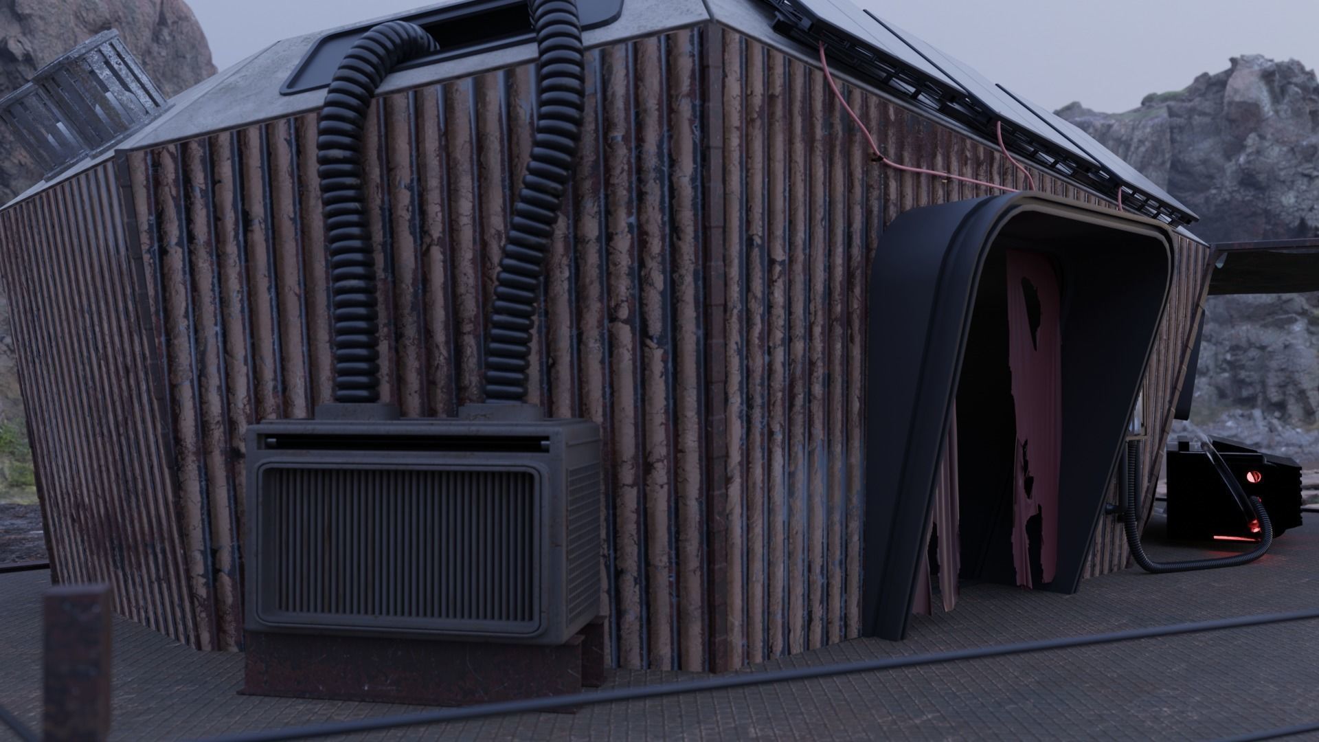 Scifi Cabin Nomad Style Building 3D model_4