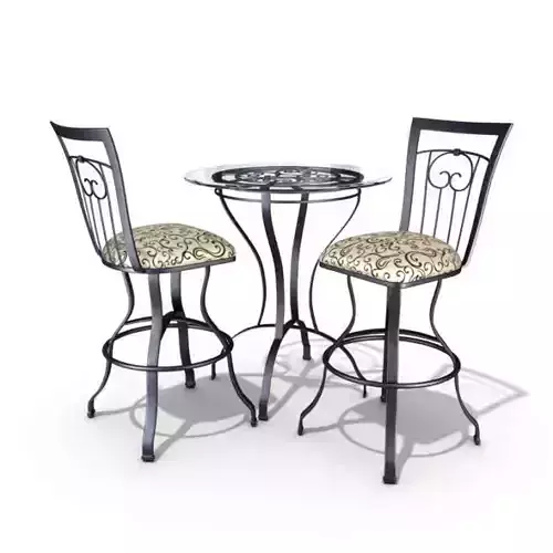 Elegant Furniture Set Chairs Table 3D model