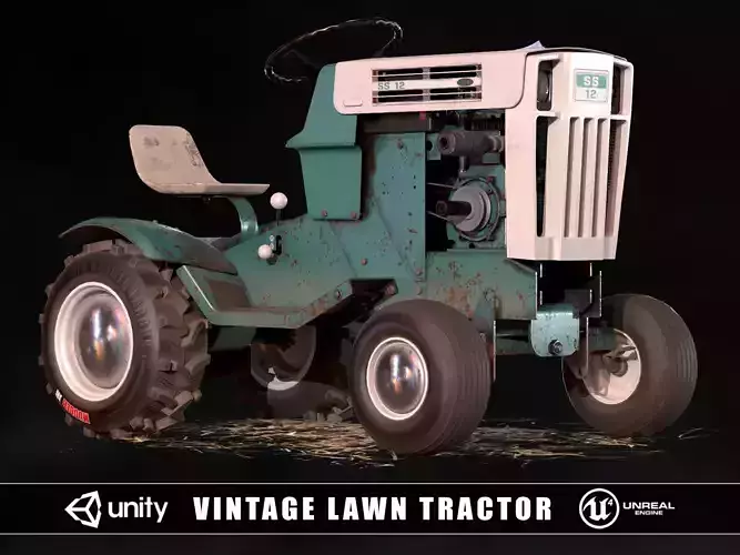 Vintage Lawn Tractor Low-poly 3D model