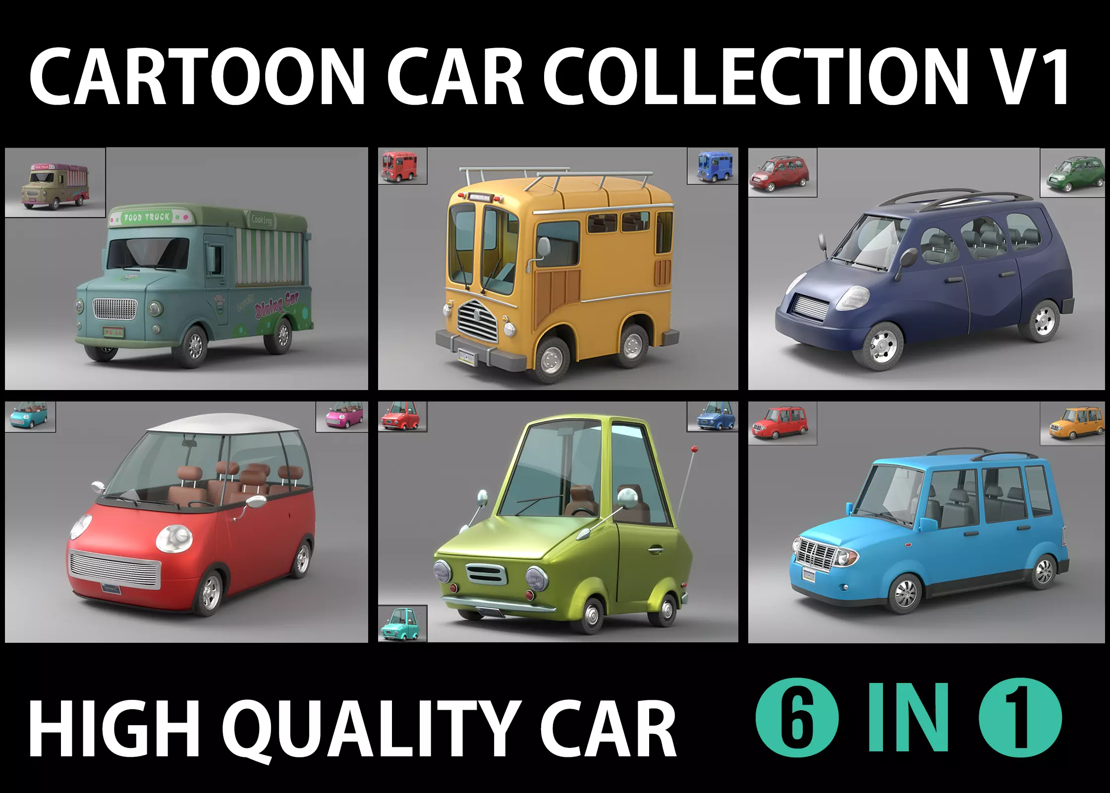 Cartoon Car Collection V1 3D model