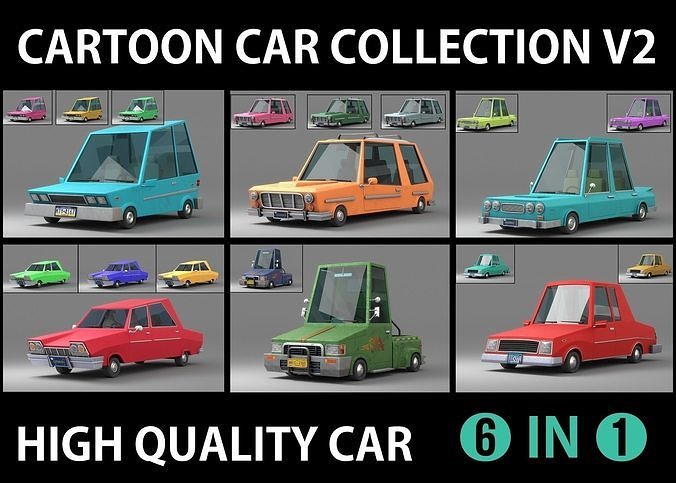 Cartoon Car Collection V2 3D model
