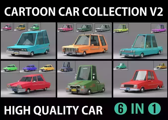 Cartoon Car Collection V2 3D model