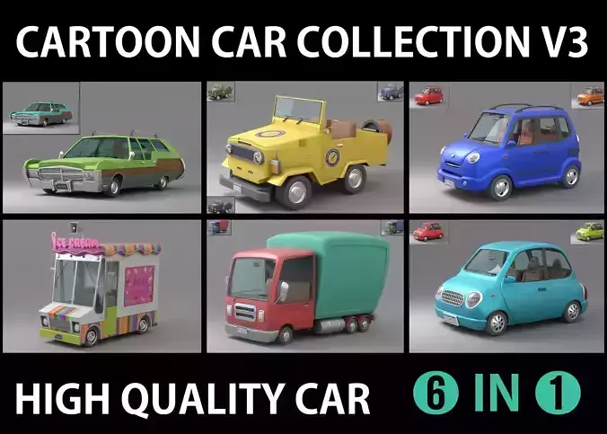 Cartoon Car Collection V3 3D model