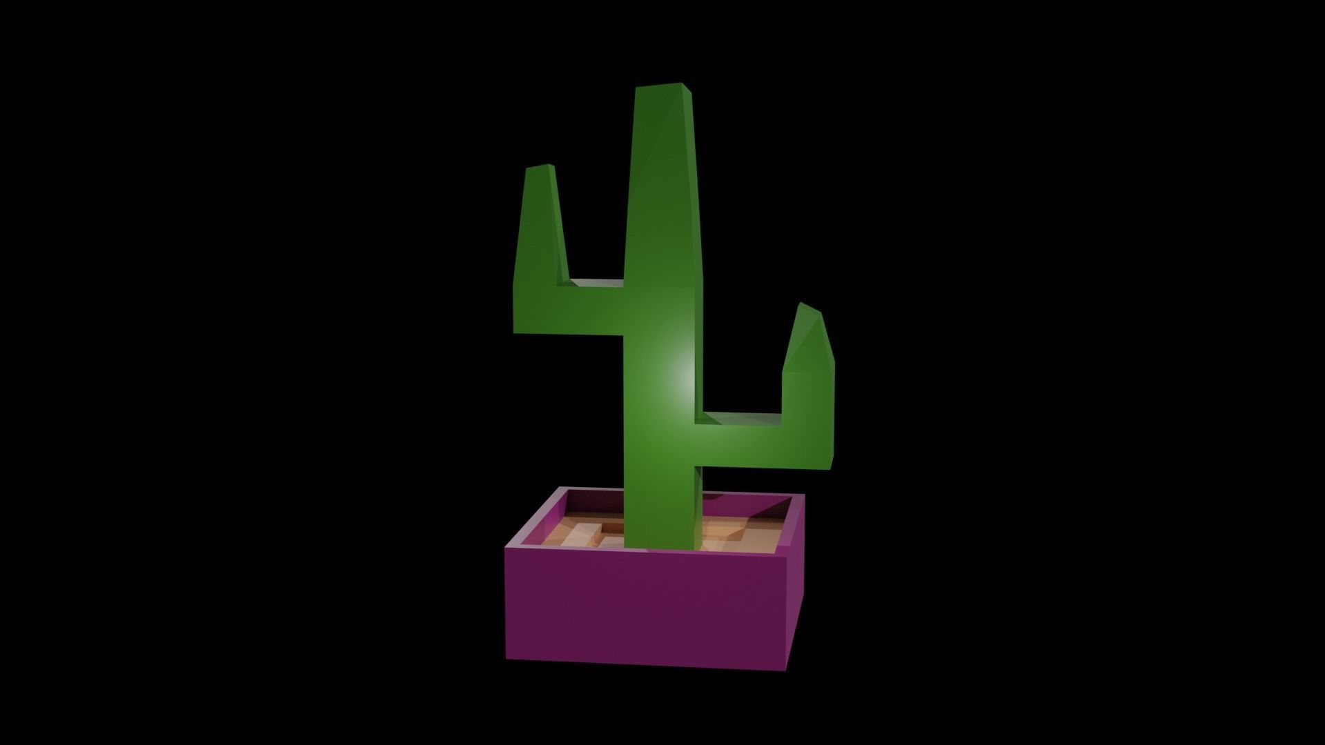 Low Poly Cactus in a pot Low-poly 3D model_2