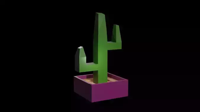 Low Poly Cactus in a pot Low-poly 3D model