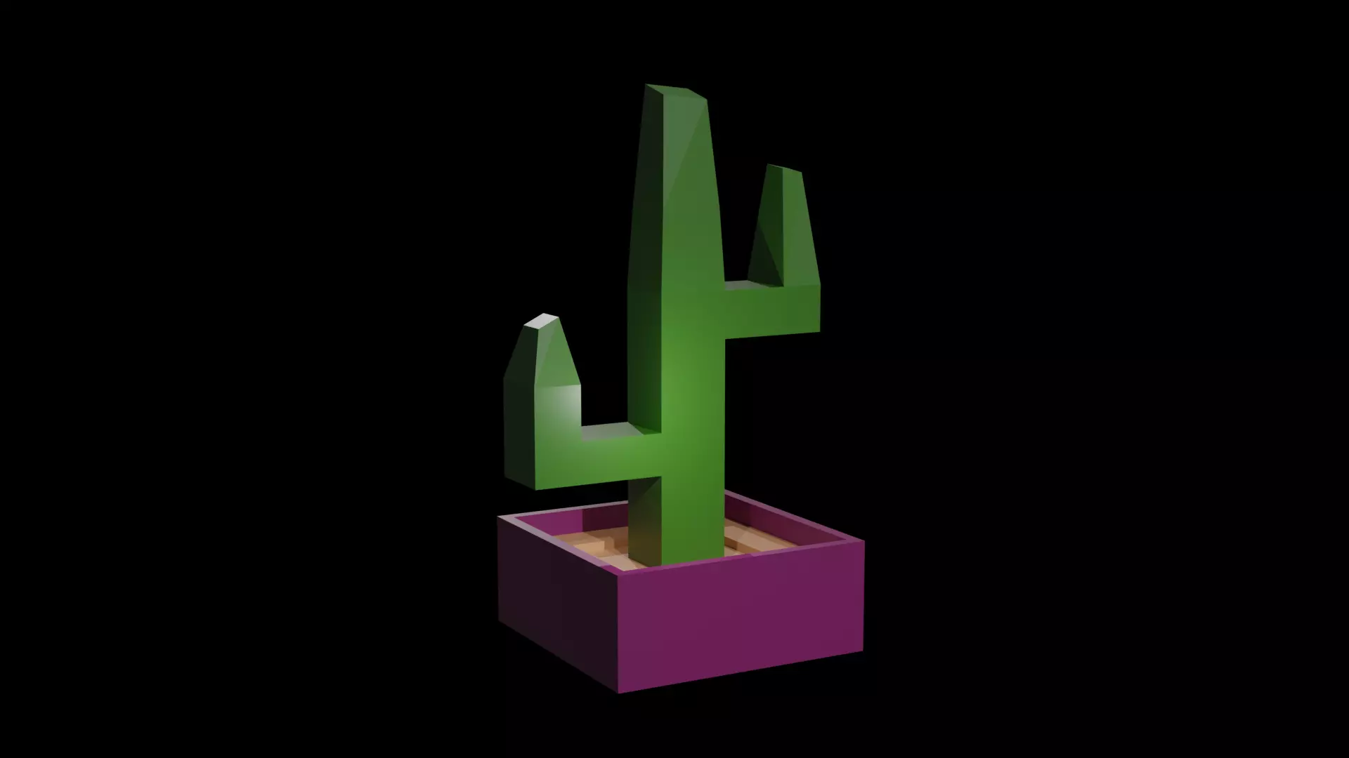 Low Poly Cactus in a pot Low-poly 3D model_0