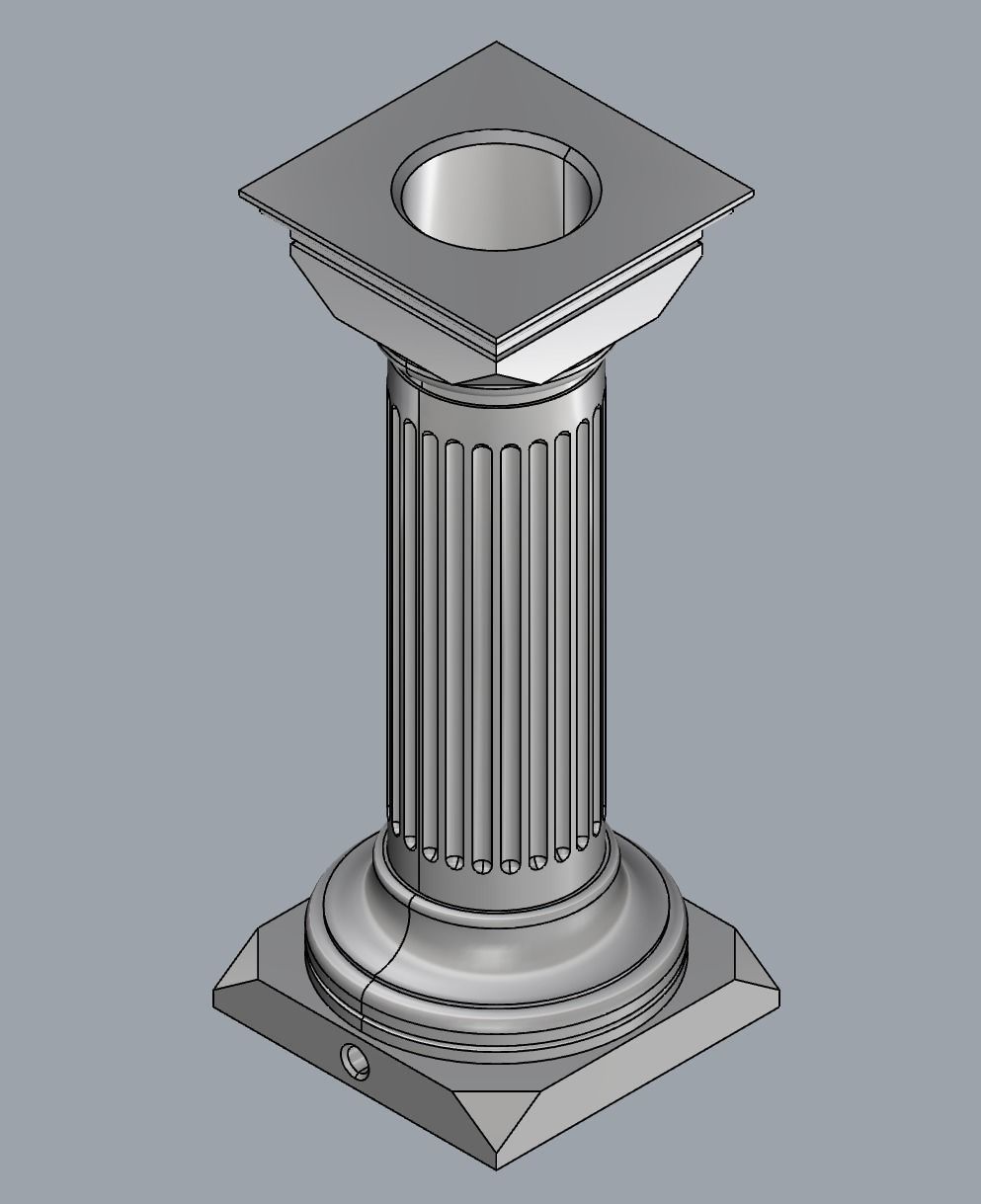 Column Lamp 3D print model_3
