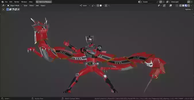 Figure Articulated for 3d print- Ryuki and Dragreder 3D print model