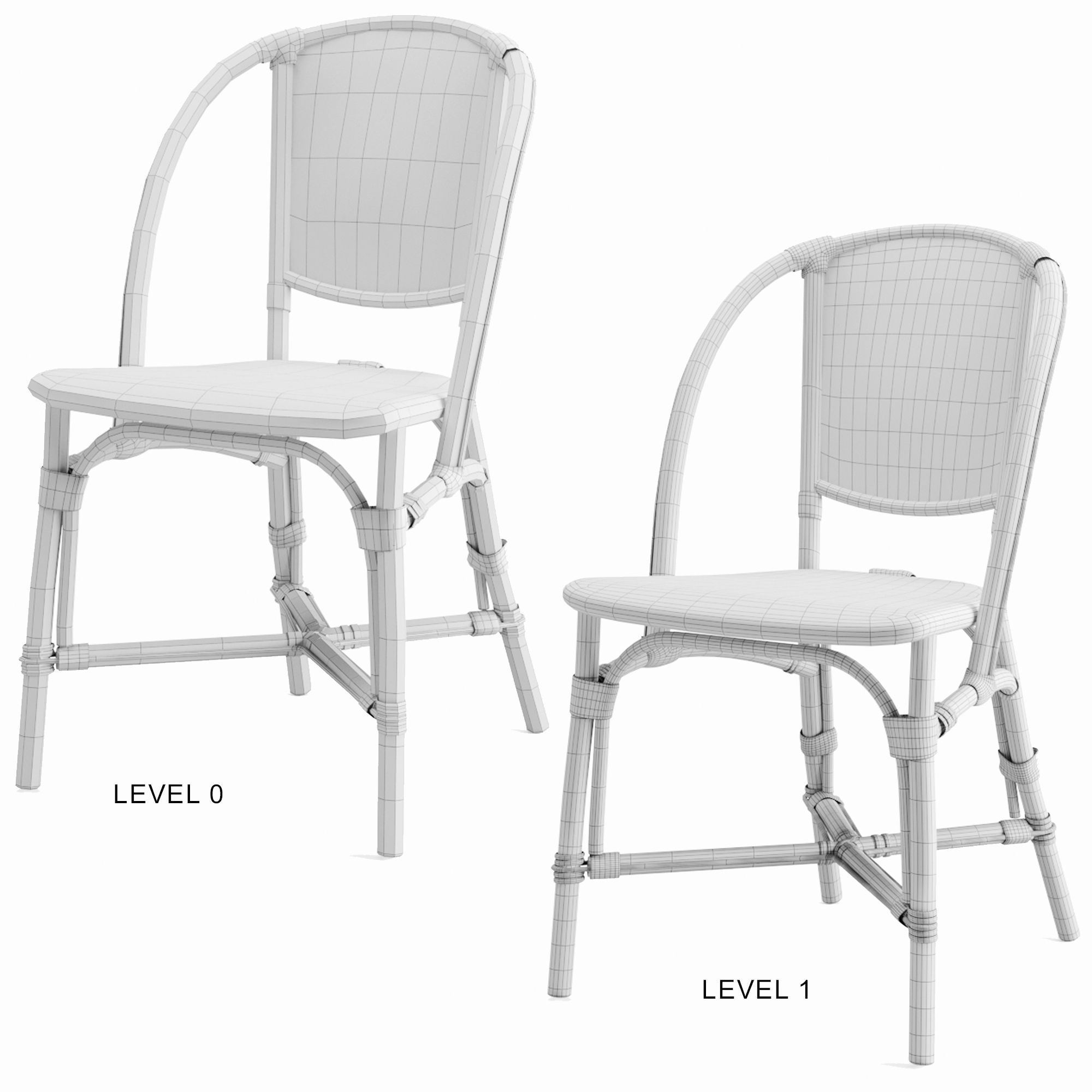 Bistro Chair Low-poly 3D model_5