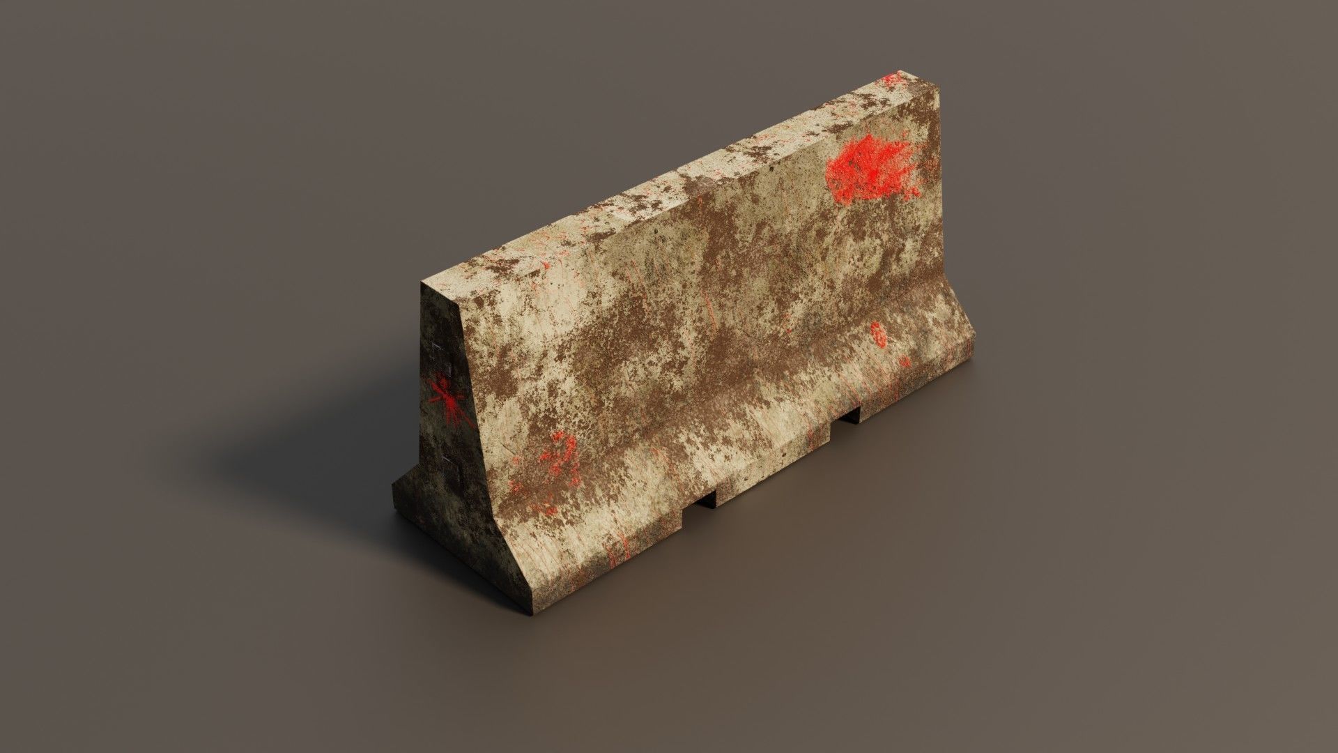 Concrete barrier  Low-poly 3D model_34