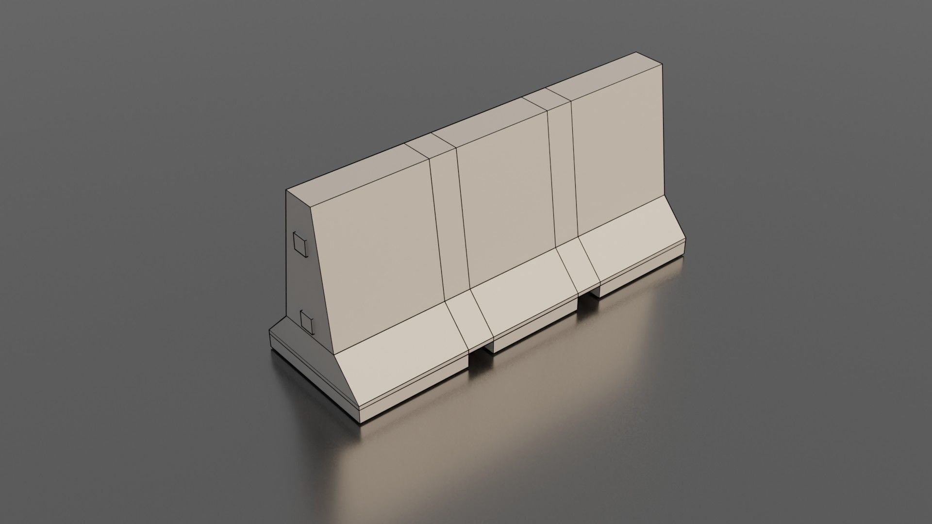 Concrete barrier  Low-poly 3D model_1
