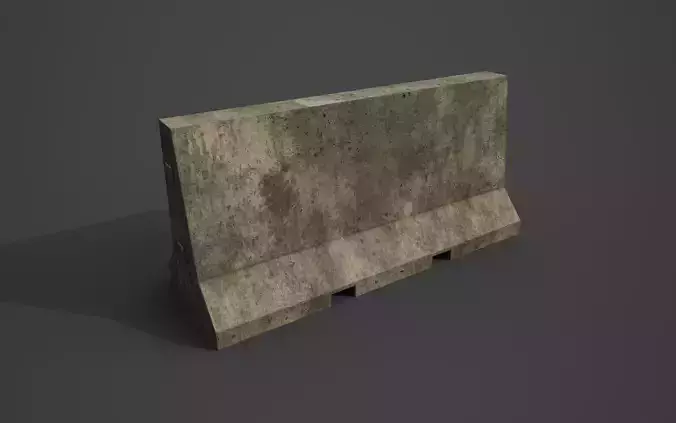 Concrete barrier  Low-poly 3D model