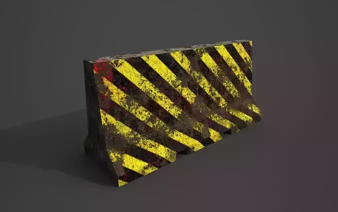 Concrete barrier  Low-poly 3D model