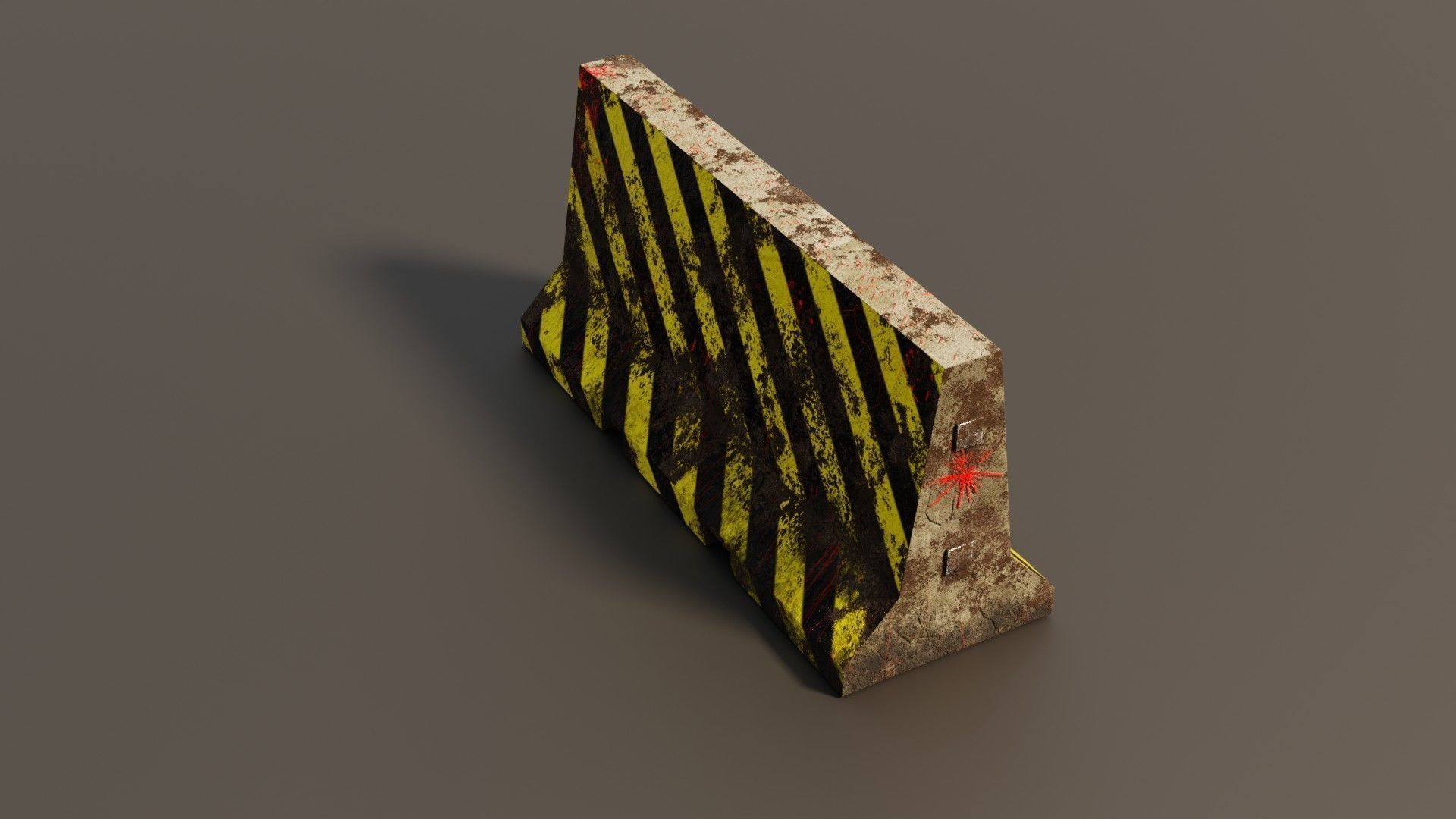Concrete barrier  Low-poly 3D model_7