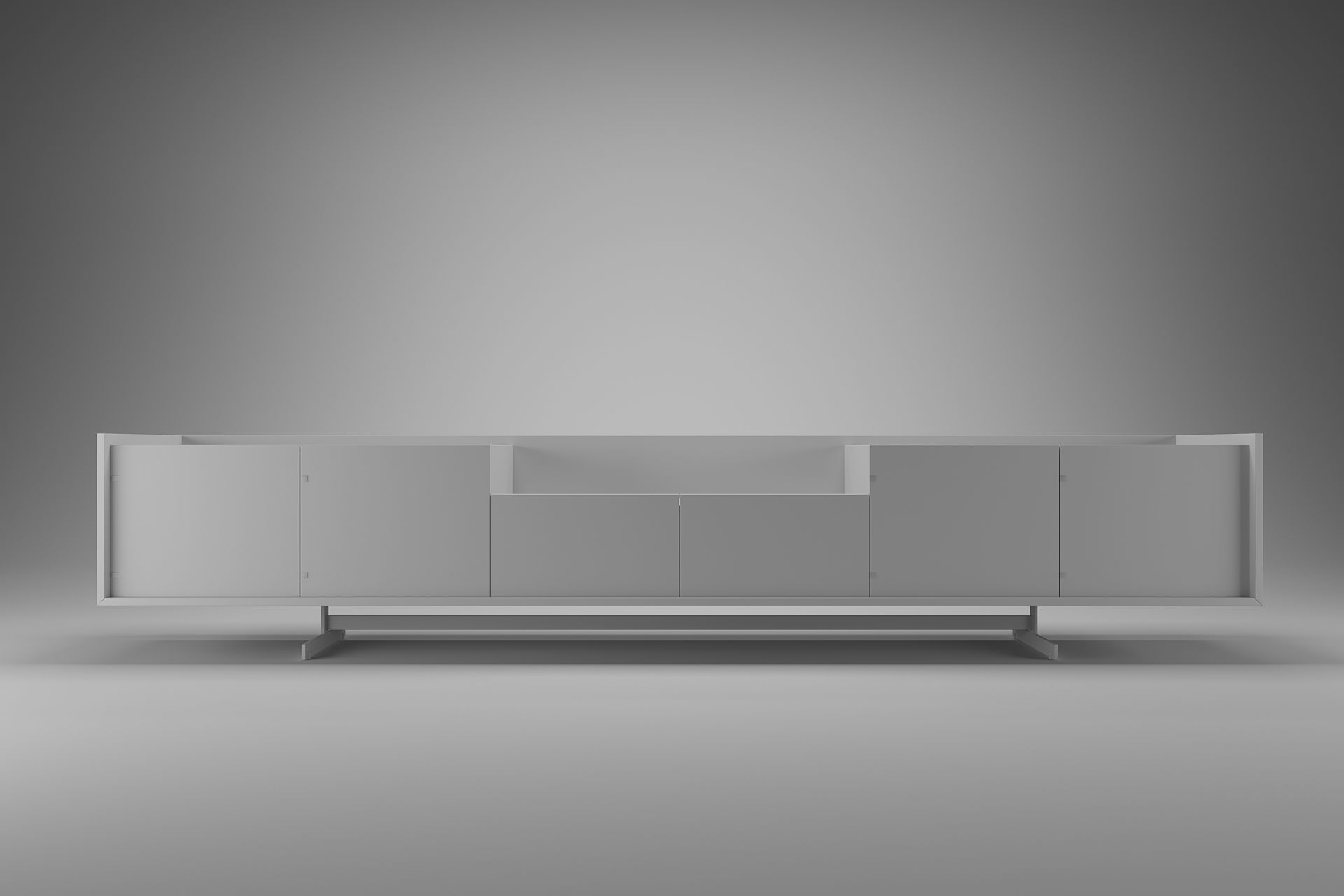 Sideboard modern with drawers and metal legs 3D model_4