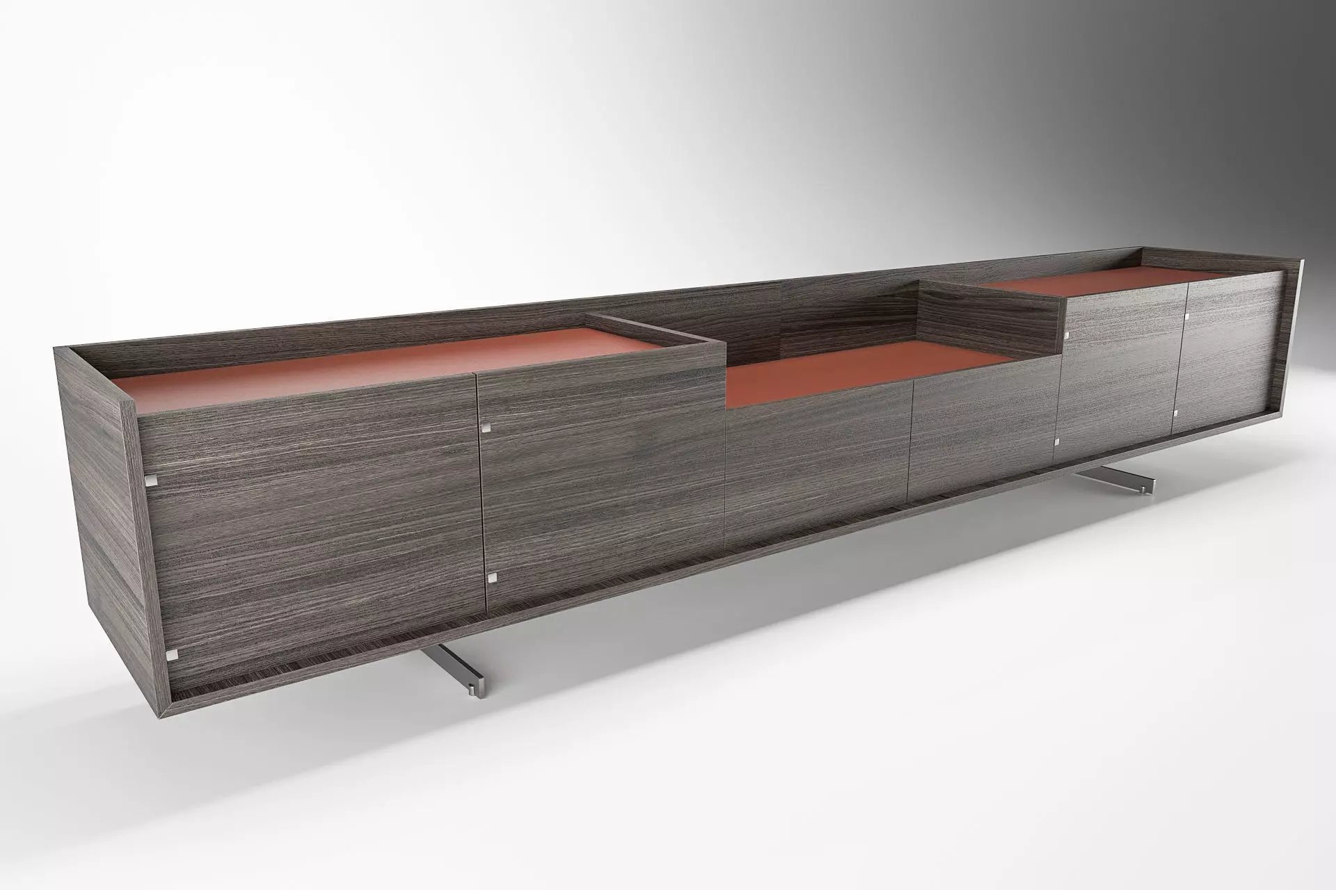 Sideboard modern with drawers and metal legs 3D model_0