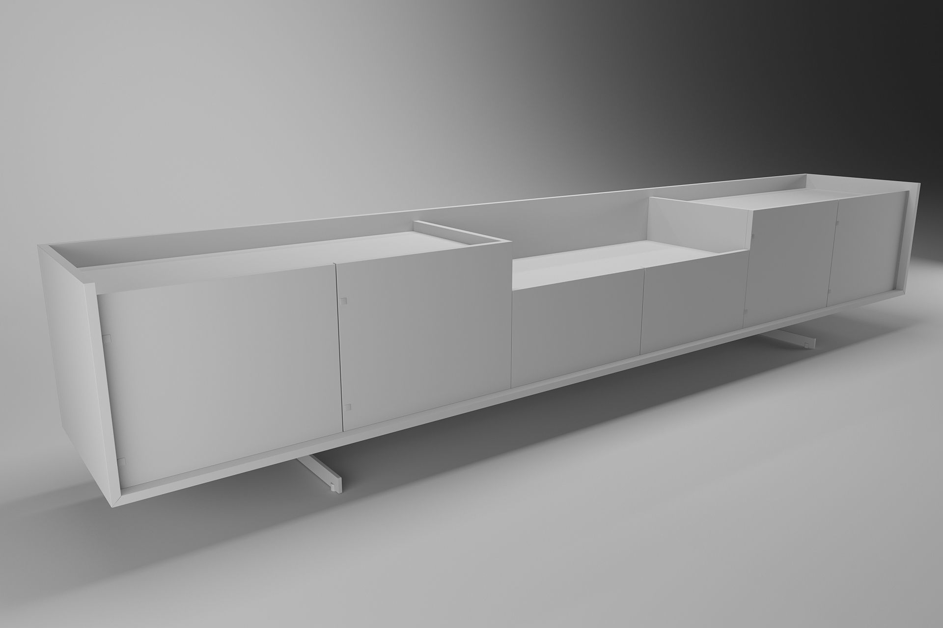 Sideboard modern with drawers and metal legs 3D model_7