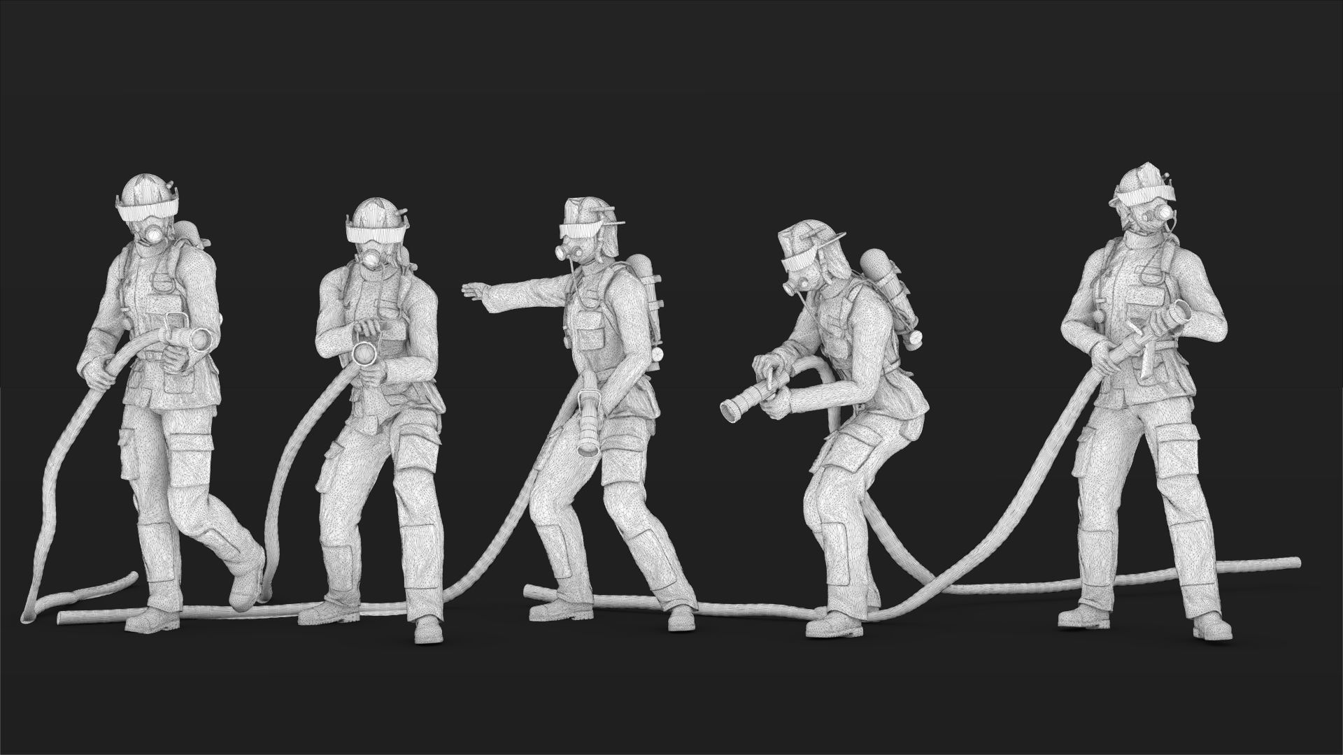 Fireman figures Set 02 3D print model_17