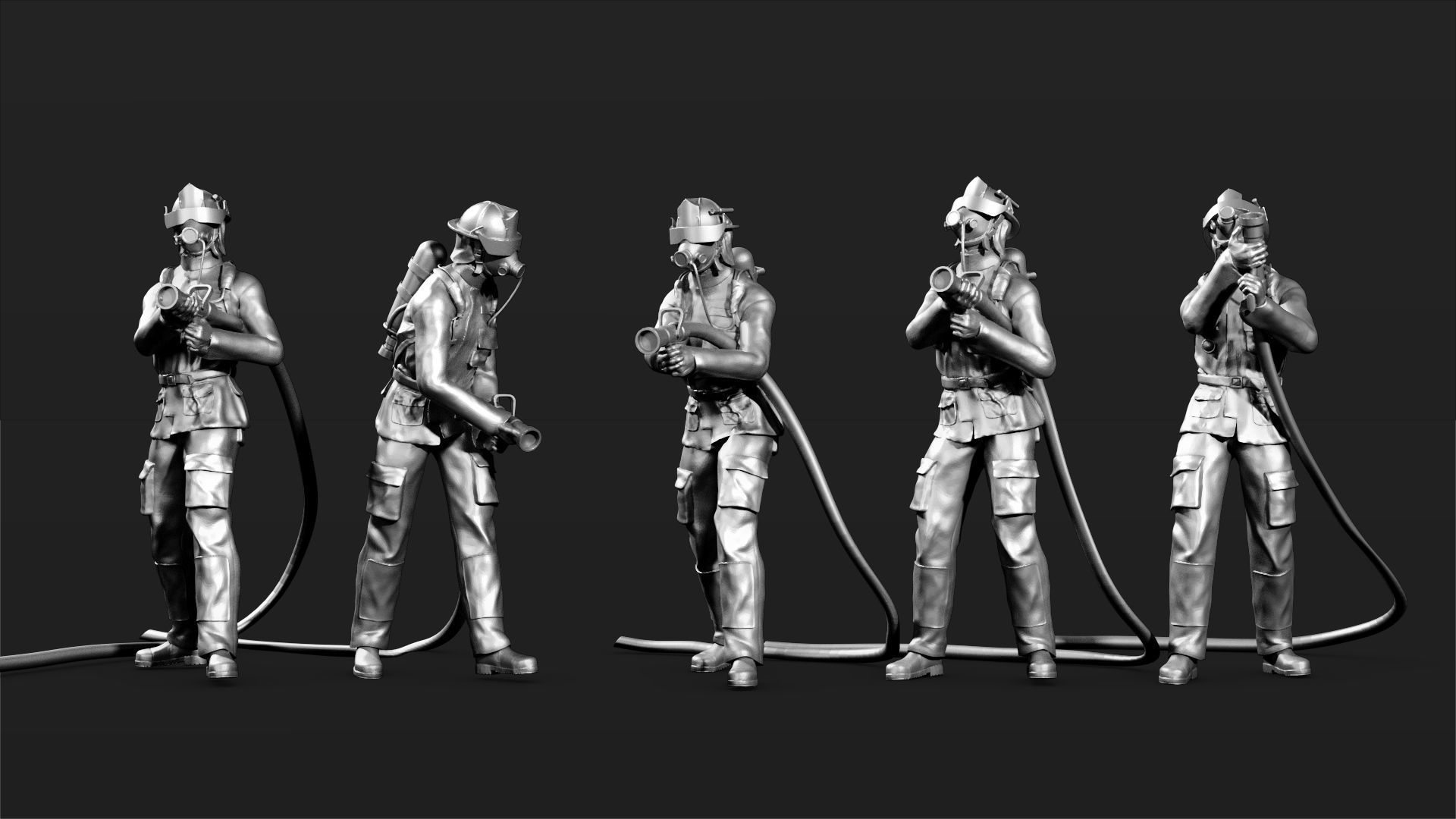 Fireman figures Set 02 3D print model_5