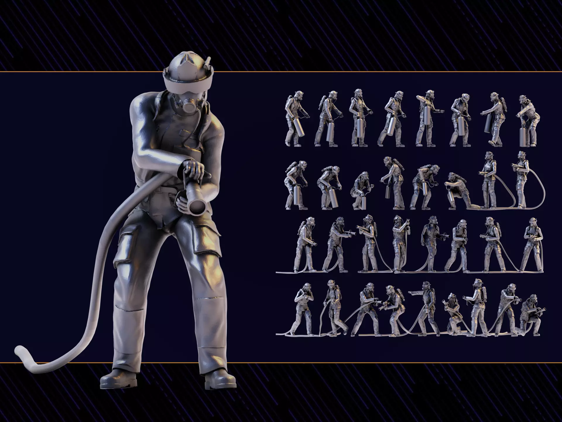 Fireman figures Set 02 3D print model