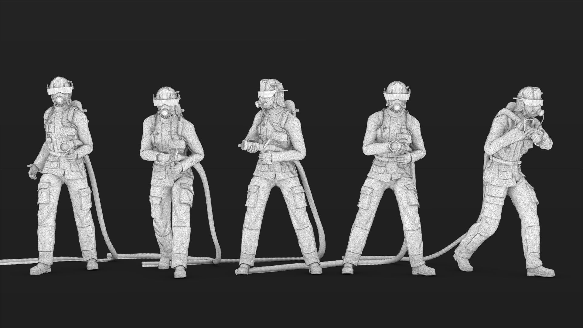 Fireman figures Set 02 3D print model_12