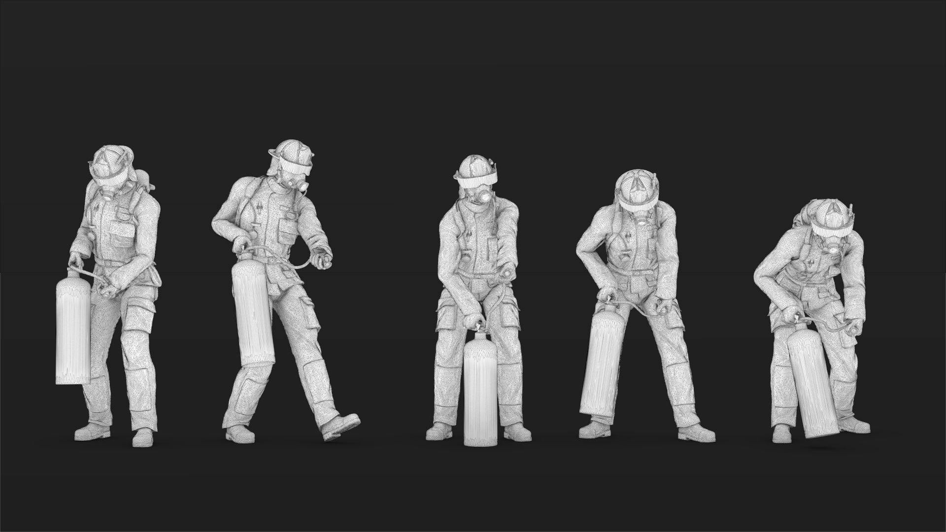 Fireman figures Set 02 3D print model_13
