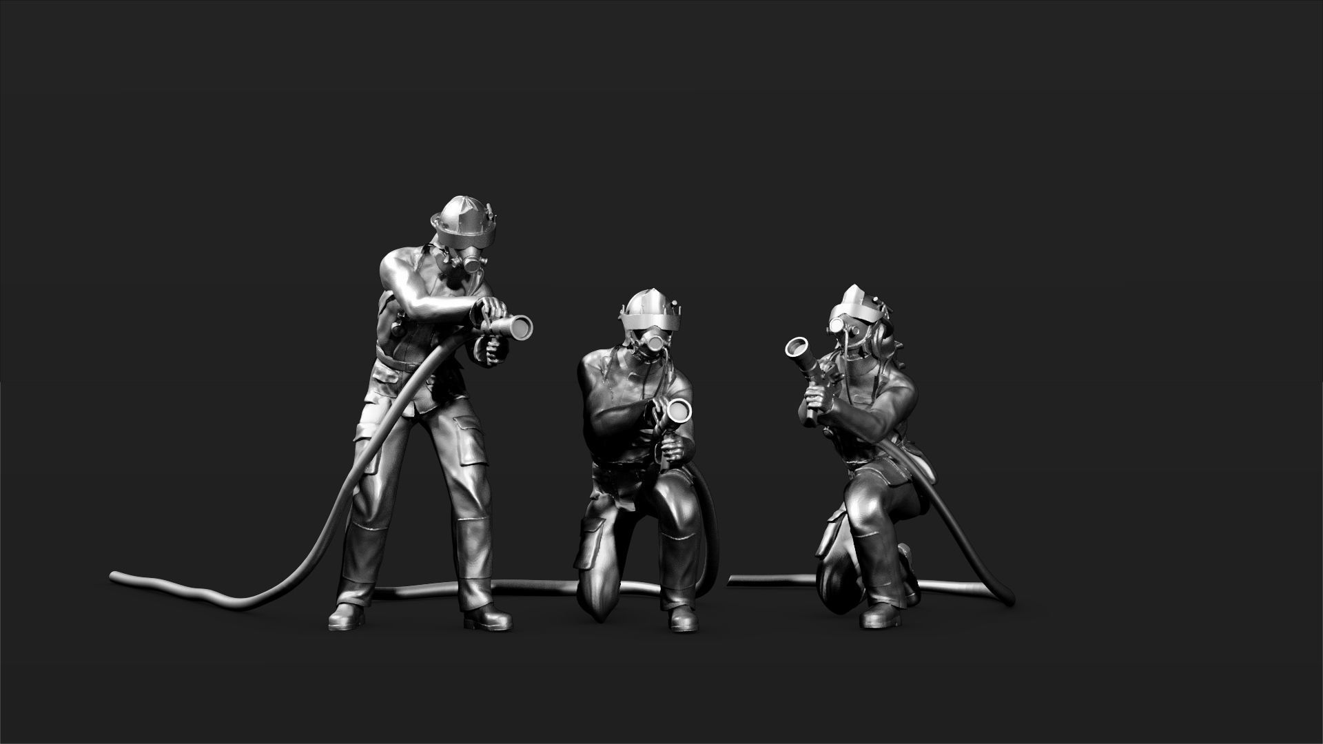 Fireman figures Set 02 3D print model_8